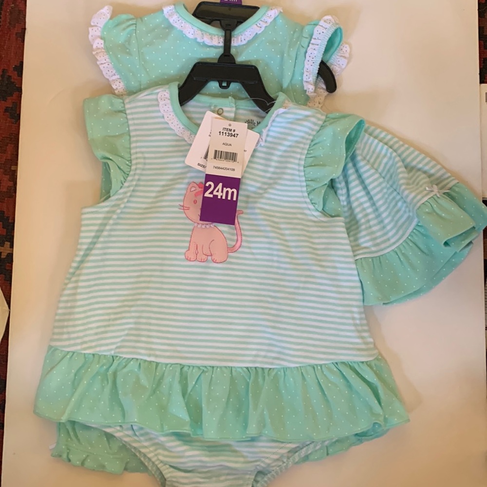 NWT Little Me 2 pack - baby girls Onsie and Romper
